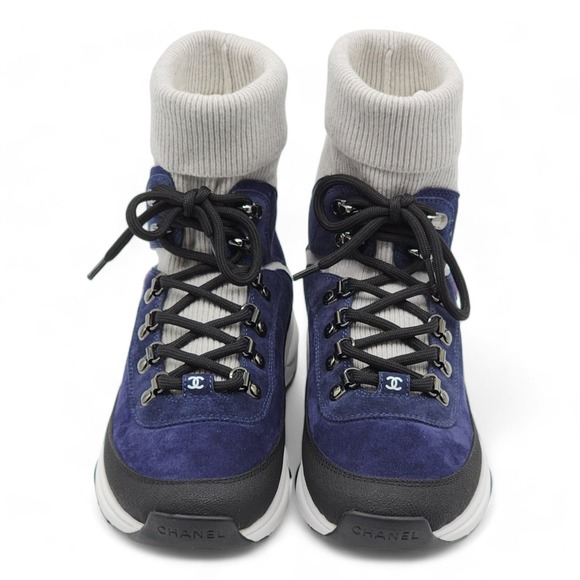 Chanel CC Hi-Top Sock Sneakers 39 (9 US) $1525 NWB - Picture 4 of 9